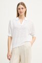 United Colors of Benetton polo damskie z lnem biały 1DC3D301N