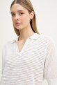 United Colors of Benetton polo damskie z lnem biały 1DC3D301N