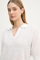 United Colors of Benetton polo damskie z lnem biały 1DC3D301N
