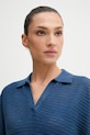 United Colors of Benetton polo damskie z lnem granatowy 1DC3D301N
