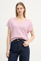 United Colors of Benetton T-shirt damski z lnem różowy 1DC3D403T