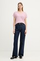 United Colors of Benetton T-shirt damski z lnem 1DC3D403T różowy SS26