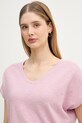 United Colors of Benetton T-shirt damski z lnem różowy 1DC3D403T