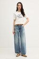 Calvin Klein Jeans Pletena majica ženska bombažna LV047F356G bež SS26