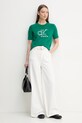 Calvin Klein Jeans pletena majica ženska bombažna LV047F356G zelena SS26