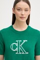 Calvin Klein Jeans pletena majica ženska bombažna zelena LV047F356G