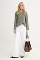 Marc O'Polo sweter damski z bawełną 5000013212 zielony SS26