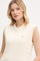 Tommy Hilfiger vesta dámska bavlnená béžová WW0WW48466