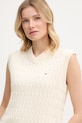 Tommy Hilfiger vesta dámska bavlnená béžová WW0WW48466