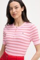 Tommy Hilfiger úpletové tričko dámske bavlnené ružová WW0WW49613