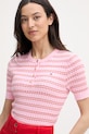 Tommy Hilfiger úpletové tričko dámske bavlnené ružová WW0WW49613