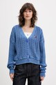 Tommy Jeans kardigan damski bawełniany niebieski DW0DW23024