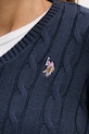 U.S. Polo Assn. sweter bawełniany V-NECK CABLE WUP0397 granatowy