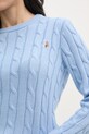 U.S. Polo Assn. sweter damski bawełniany CREW NECK CABLE WUP0398 niebieski