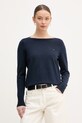 Tommy Hilfiger пуловер дамски с памук тъмносин WW0WW40099.