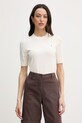Tommy Hilfiger тениска тип пуловер дамска с памук бежов WW0WW49705