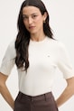 Tommy Hilfiger pletena majica kratkih rukava ženska s pamukom bež WW0WW49705