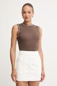 Armani Exchange top ženski z viskozo rjava XW002243.AF10352