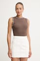 Armani Exchange top ženski z viskozo rjava XW002243.AF10352