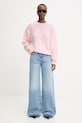 Anine Bing LEE CREW SWEATER - POWDER PINK sweter kaszmirowy damski A.09.12172.PKI26 różowy
