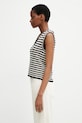 Anine Bing LOWEN SWEATER - BLACK AND IVORY STRIPE bluzka damska z bawełną w paski A.09.11919.MTL81 czarny SS26