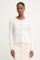 Morgan kardigan damski bawełniany biały MBOSS