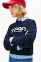 Dziewczynka Tommy Hilfiger sweter bawełniany dziecięcy KG0KG08921.128.176.PPY2 granatowy