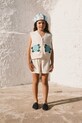 Tinycottons kamizelka bawełniana dziecięca FLOWERS KNITTED VEST aplikacja beżowy SS26.405