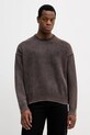 Calvin Klein Jeans sweter bawełniany aplikacja brązowy LV04RE300G