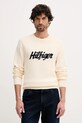 Tommy Hilfiger sweter bawełniany wzorzyste beżowy MW0MW41647
