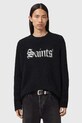 AllSaints sweter z dodatkiem wełny okrągły czarny M053KD