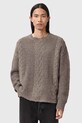AllSaints sweter z dodatkiem wełny okrągły beżowy M031KD