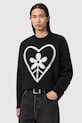 AllSaints sweter z dodatkiem wełny okrągły czarny M042KD