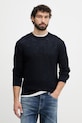 United Colors of Benetton sveter pánsky s prímesou ľanu tmavomodrá 1DC3U10BK