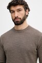 United Colors of Benetton sweter męski z dodatkiem lnu brązowy 1DC3U10BK