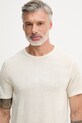 Ρούχα Joop! Πλεκτό t-shirt ανδρικό με πρόσμιξη λινού 30102613 μπεζ