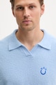 HUGO Blue πλεκτό μπλουζάκι πόλο Ανδρικό βαμβακερό Sorinou μπλε 50557340