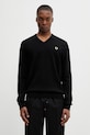 Fred Perry sweter z dodatkiem wełny szpic czarny K9600