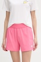 HUGO къс панталон дамски с памук SIGNATURE_SHORT розов 50556815