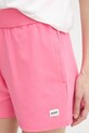 HUGO къс панталон дамски с памук SIGNATURE_SHORT розов 50556815