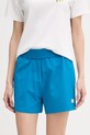 HUGO къс панталон дамски с памук SIGNATURE_SHORT син 50556815