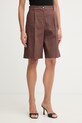 Pinko bermudy damskie z lnem brązowy 106594.A34I