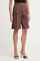 Pinko bermudy damskie z lnem brązowy 106594.A34I