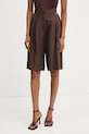 Liu Jo bermudy damskie z dodatkiem lnu brązowy WA6318.T4818
