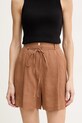 Marella szorty lniane ZANNATA tkanina brązowy 2613141014200