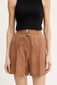 Marella szorty lniane ZANNATA tkanina brązowy 2613141014200
