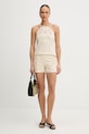 Šortky s prímesou ľanu Twinset 261TP2312 béžová SS26