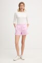 Lacoste pantaloni scurți de trening pentru femei, cu bumbac GF6901 roz SS26