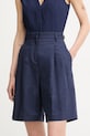 Trussardi szorty damskie z lnem granatowy P268A002348N