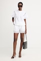Twinset елегантен къс панталон дамски от памук с еластан 261TT2253 бял SS26
